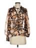 o.p.t 100% Polyester Brown Long Sleeve Blouse Size S - photo 1