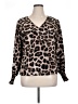 Unbranded 100% Polyester Animal Print Brown Long Sleeve Blouse Size XL - photo 1