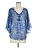 John Paul Richard 100% Polyester Blue 3/4 Sleeve Blouse Size M - photo 1