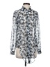 Banana Republic 100% Polyester Print Silver Long Sleeve Blouse Size 2 - photo 1