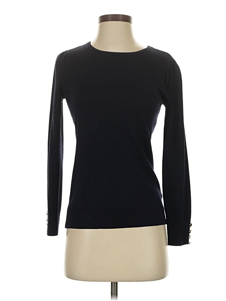 Pre-owned Carolyn Taylor Long Sleeve Top Black Crew Neck Tops