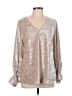 Vince Camuto Metallic Silver Long Sleeve Blouse Size L - photo 1