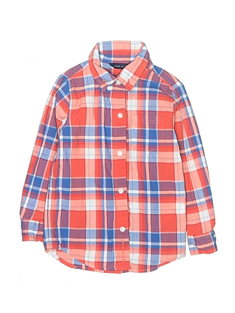 Pre-owned Janie And Jack Kids' Long Sleeve Button Down Shirt In Orange