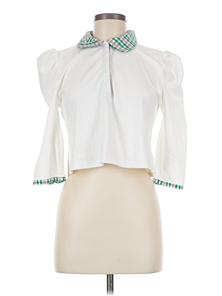 Pre-owned Buru 3/4 Sleeve Blouse In White