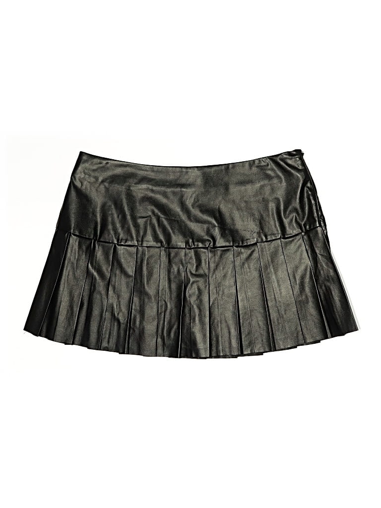Commense Faux Leather Skirt In Black