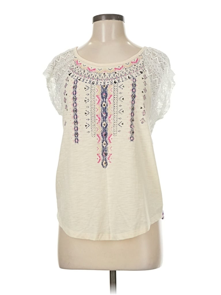 Pre-owned Miss Me Short Sleeve Blouse In White