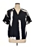 Shein Curve 100% Polyester Color Block Black Short Sleeve Blouse Size 0X - photo 1
