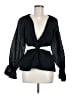 Something Navy Black Long Sleeve Blouse Size M - photo 1