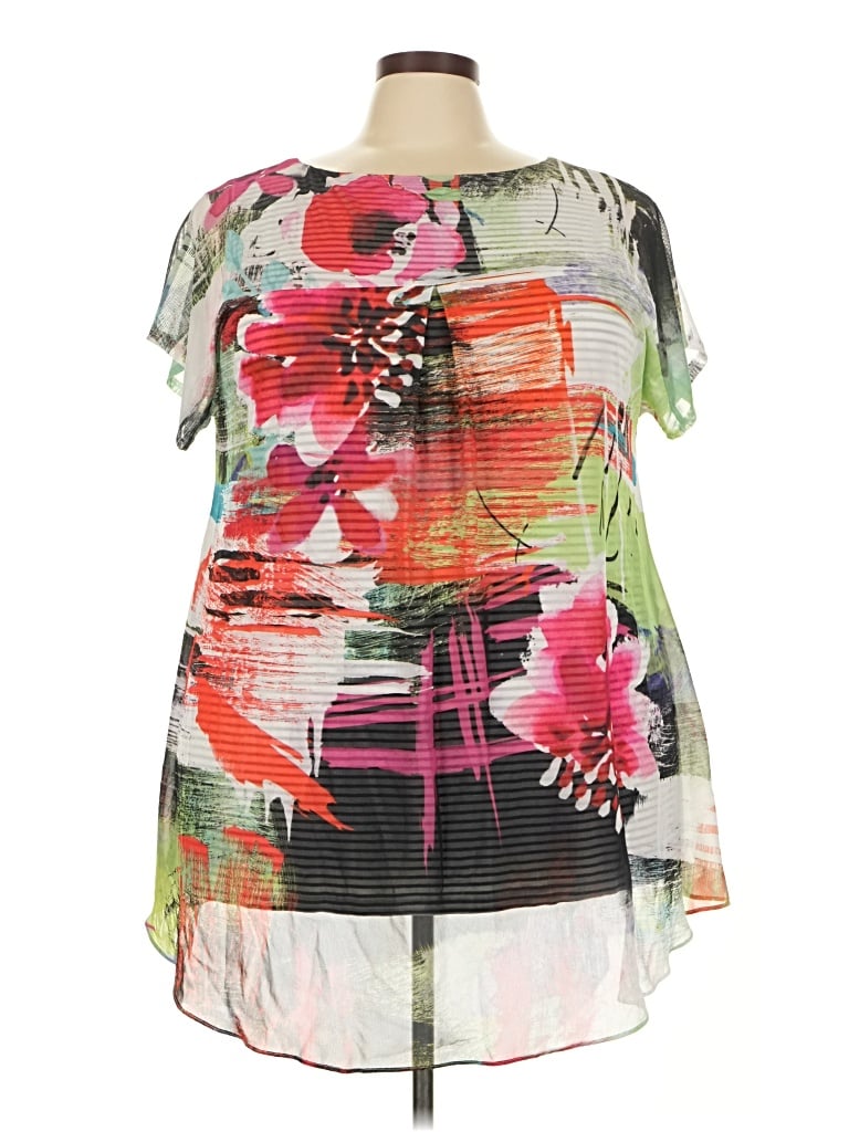 Pre-owned Avenue Short Sleeve Blouse In Green