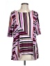 Dana Buchman Stripes Multi Color Purple Short Sleeve Blouse Size L - photo 1