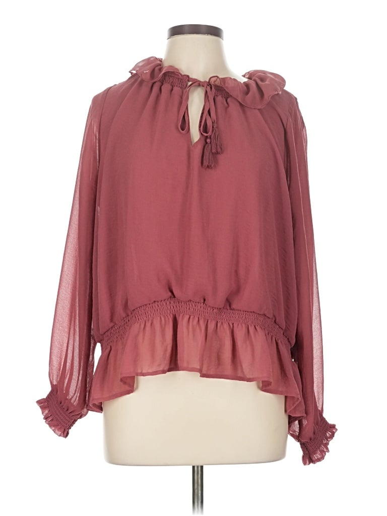 Pre-owned Universal Thread Long Sleeve Blouse In Burgundy