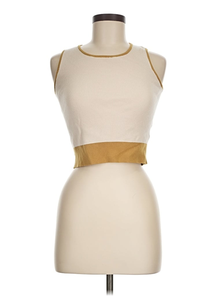 Pre-owned Kittenish Sleeveless Top Tan Halter Neckline Tops In Brown