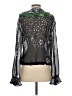 Warm 100% Silk Black Long Sleeve Silk Top Size XS (0) - photo 2