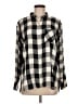 J.Jill 100% Rayon Checkered-gingham Black Long Sleeve Button-Down Shirt Size M - photo 1