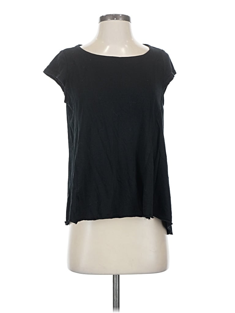 Pre-owned Andrea Jovine Short Sleeve Top Black Scoop Neck Tops