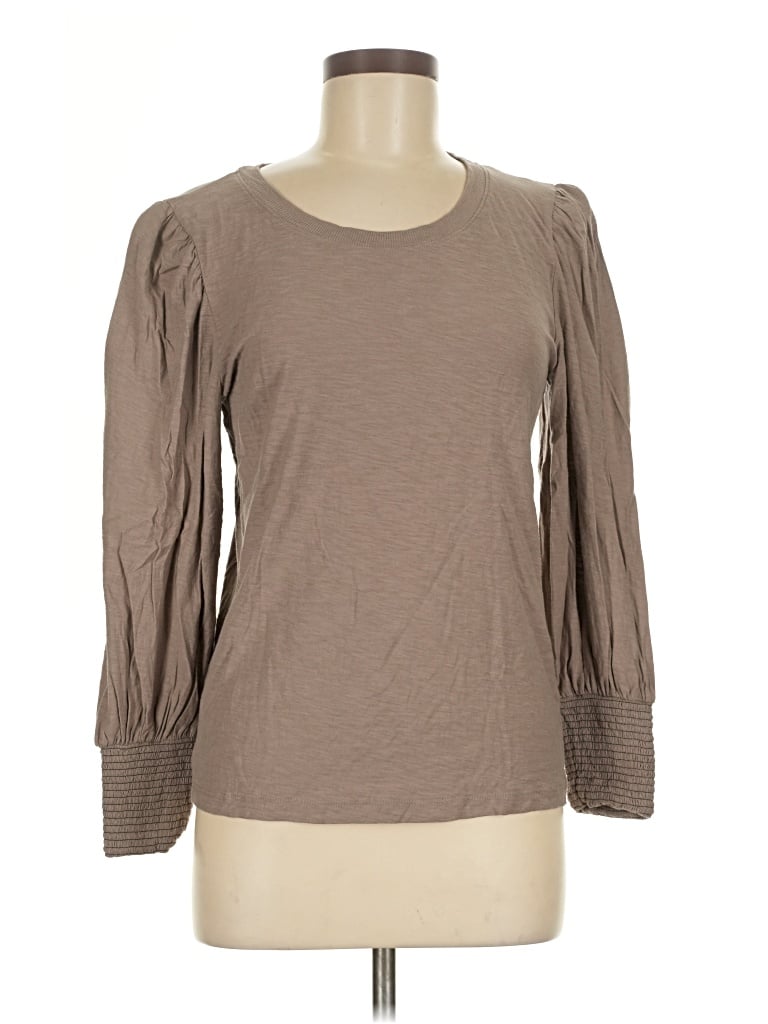 Pre-owned Nation Ltd 3/4 Sleeve Top Brown Scoop Neck Tops