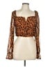 Free People 100% Polyester Orange Brown Long Sleeve Blouse Size S (estimated) - photo 1