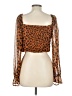 Free People 100% Polyester Orange Brown Long Sleeve Blouse Size S (estimated) - photo 2