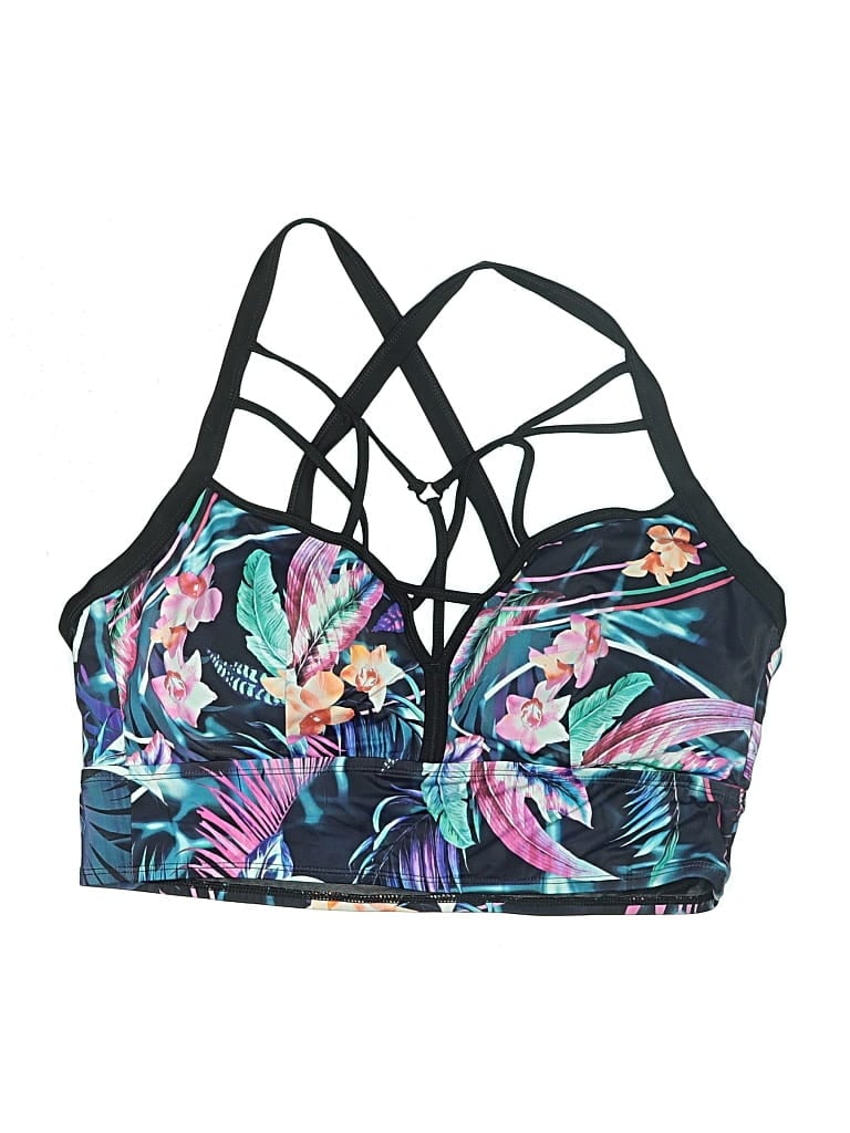 Pre-owned Torrid Swimsuit Top Blue Tropical Pattern Swimwear