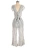 Storia 100% Rayon Stripes Silver Jumpsuit Size M - photo 1