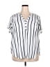 Torrid 100% Polyester Stripes White Short Sleeve Blouse Size 2X Plus (2) - photo 1