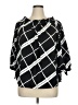 Millenium 100% Polyester Argyle Black 3/4 Sleeve Blouse Size 1X - photo 1