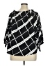 Millenium 100% Polyester Argyle Black 3/4 Sleeve Blouse Size 1X - photo 2