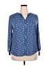 Monday Fun 100% Polyester Polka Dots Blue 3/4 Sleeve Blouse Size XXL - photo 1