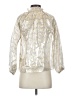 elliette Metallic Silver 3/4 Sleeve Silk Top Size XS - photo 2
