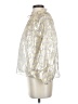elliette Metallic Silver 3/4 Sleeve Silk Top Size XS - photo 5