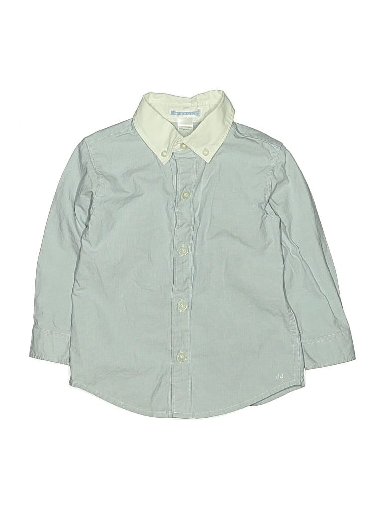 Pre-owned Janie And Jack Kids' Long Sleeve Button Down Shirt In Green