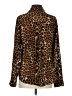 Express 100% Polyester Animal Print Brown Long Sleeve Blouse Size S - photo 2