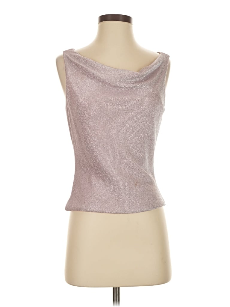 Pre-owned Caché Sleeveless Top Silver Cowl Neck Tops