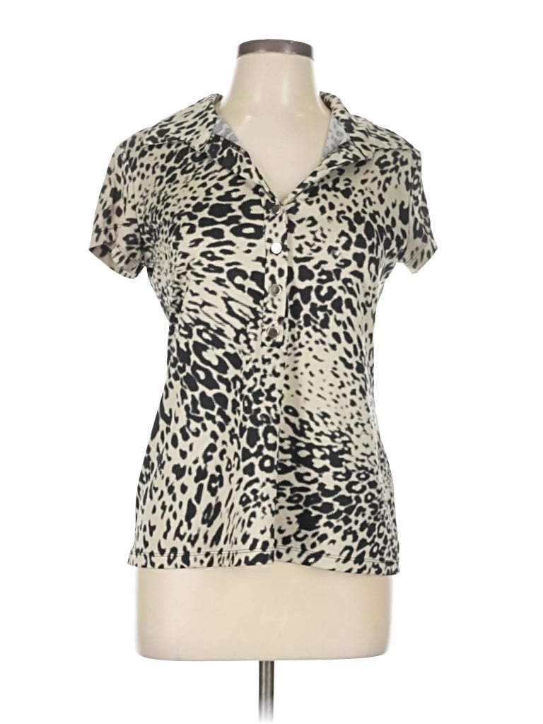 Pre-owned Susan Lawrence Short Sleeve Polo Shirt In Brown