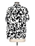 Well Worn 100% Viscose Floral Silver Ivory Short Sleeve Blouse Size L - photo 2