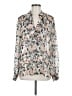 Paige 100% Silk Animal Print Ivory Long Sleeve Silk Top Size M - photo 1