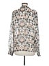 Paige 100% Silk Animal Print Ivory Long Sleeve Silk Top Size M - photo 2
