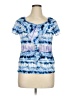 AB Studio 100% Polyester Tie-dye Blue Short Sleeve Top Size XL - photo 1