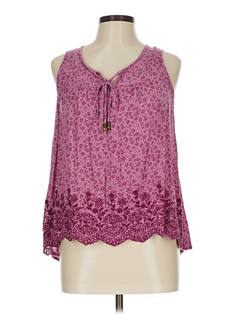 Pre-owned Mason & Belle Tank Top Burgundy Cold Shoulder Neckline Tops