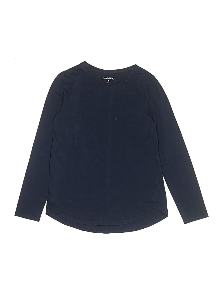 Pre-owned Lands' End Kids'  Long Sleeve T-shirt In Blue