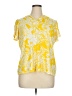Susan Graver Print Yellow Short Sleeve Blouse Size XL - photo 1