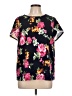 Shein Floral Black Short Sleeve Blouse Size 12 - photo 1