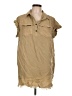 Umgee Tan Sleeveless Button-Down Shirt Size L - photo 1