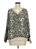 White Birch Silver Long Sleeve Blouse Size M - photo 1