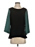 Cotélac 100% Polyester Color Block Green 3/4 Sleeve Top Size Sm (1) - photo 1