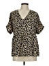 Shein Animal Print Tan Short Sleeve Blouse Size 8 - 10 - photo 1