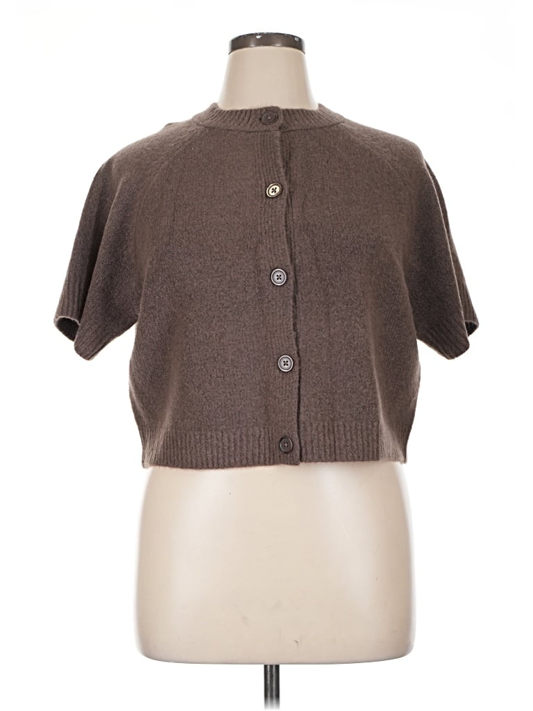Universal Thread Short Sleeve Top Brown Mock Neckline Tops