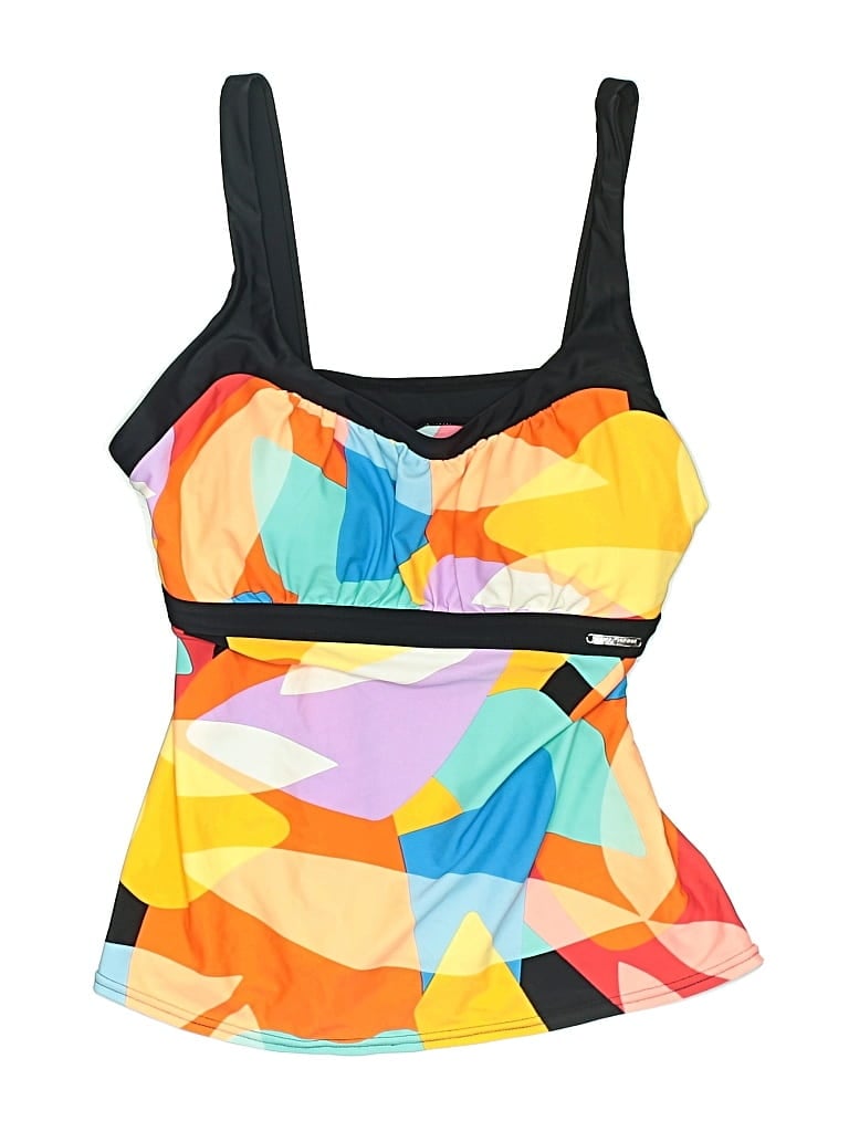 Pre-owned Zeroxposur Swimsuit Top Yellow Graphic Pattern Swimwear