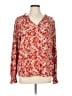 Foil 100% Viscose Floral Red Long Sleeve Blouse Size 10 - photo 1