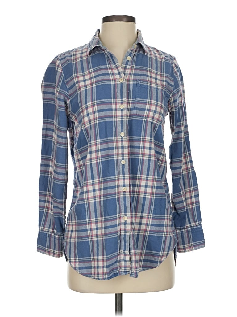 Pre-owned Rivet & Thread 3/4 Sleeve Button Down Shirt In Blue